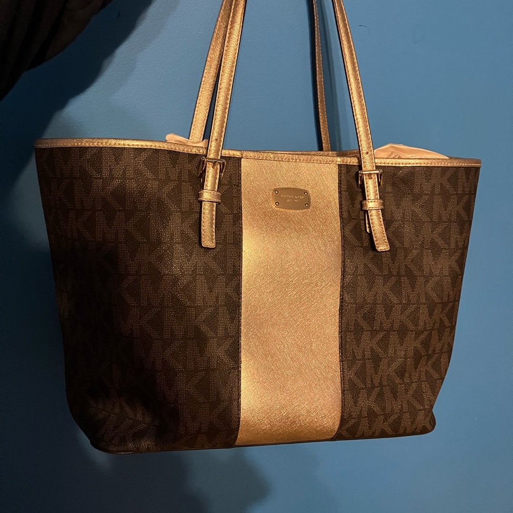 Micheal Kors Tote bag, Brown and glittery gold
